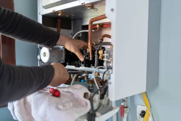 Techniker arbeitet an einer Gasleitung